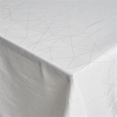 Borddug - Damask dug - Hvid tekstildug - Jacquardvævet dug med geometrisk mønster - Eksklusiv festdug